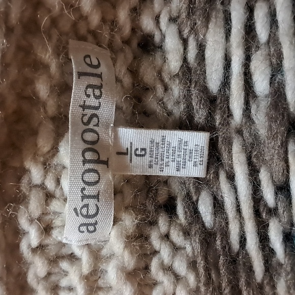 Aeropostale Chunky Hooded Short Sleeve Open Front Knit Sweater Wool Blend Size L - Picture 10 of 10